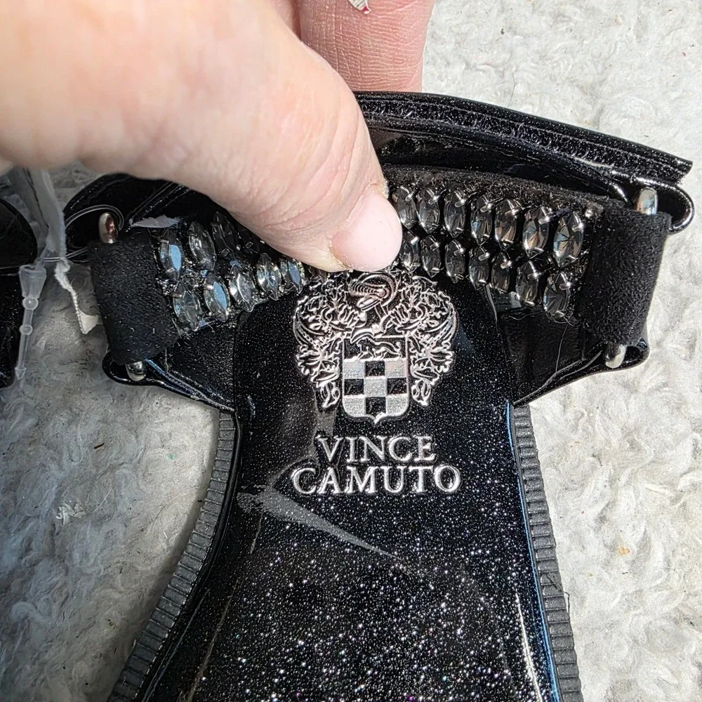 Vince Camuto Rhinestone Jelly Sandals Toddler Girls 5 Black NWOT Sparkly Glitter